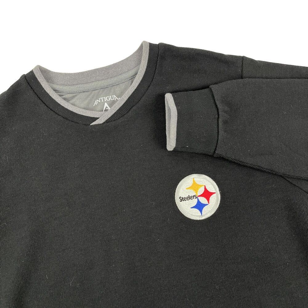 Mens Antigua‎ Pittsburgh Steelers Ribbed Black Sweatshirt Size Small